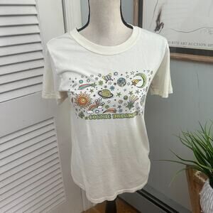 PS LA Womens T-Shirt Small Cream Cosmic Dreamer Graphic Outer Space Boho Chic